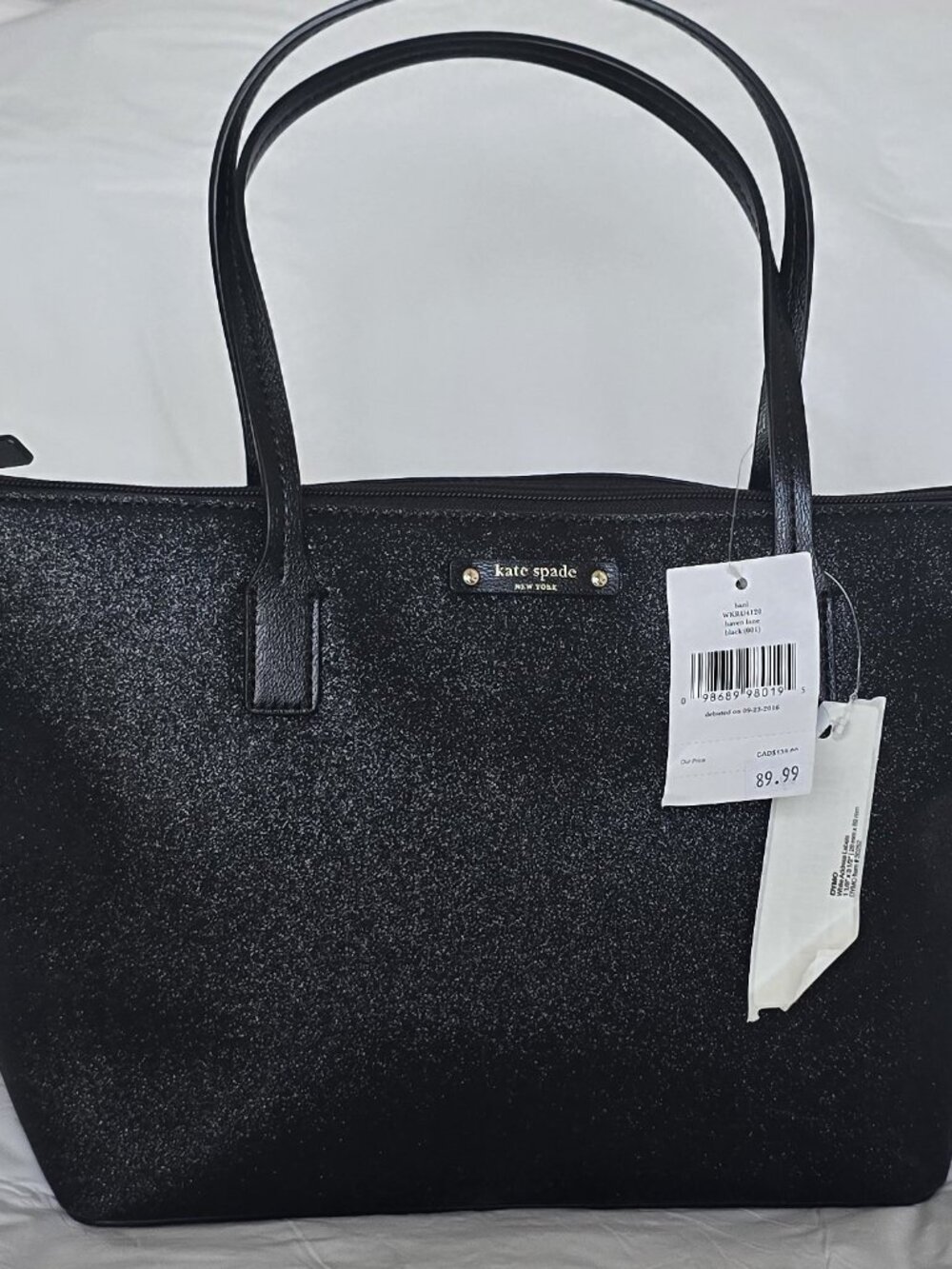 NWT Kate Spade Haven Lane Hani Black Glitter Small Tote Bag